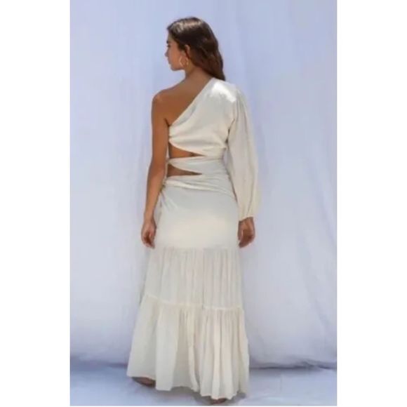 New Free People X Jen’s Pirate Booty Graffiti Bridge Maxi Dress Sz Medium Beige - Picture 6 of 9